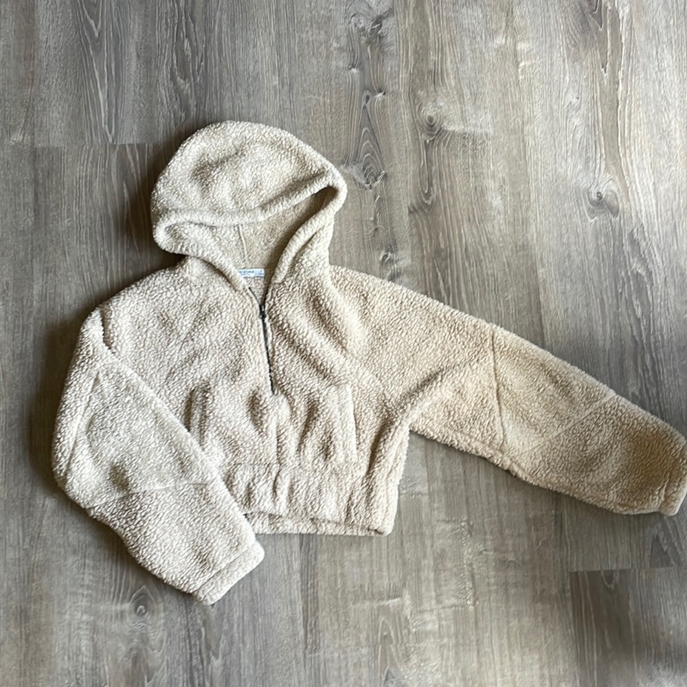 Cream, cozy. Soft , crop hoodie size S